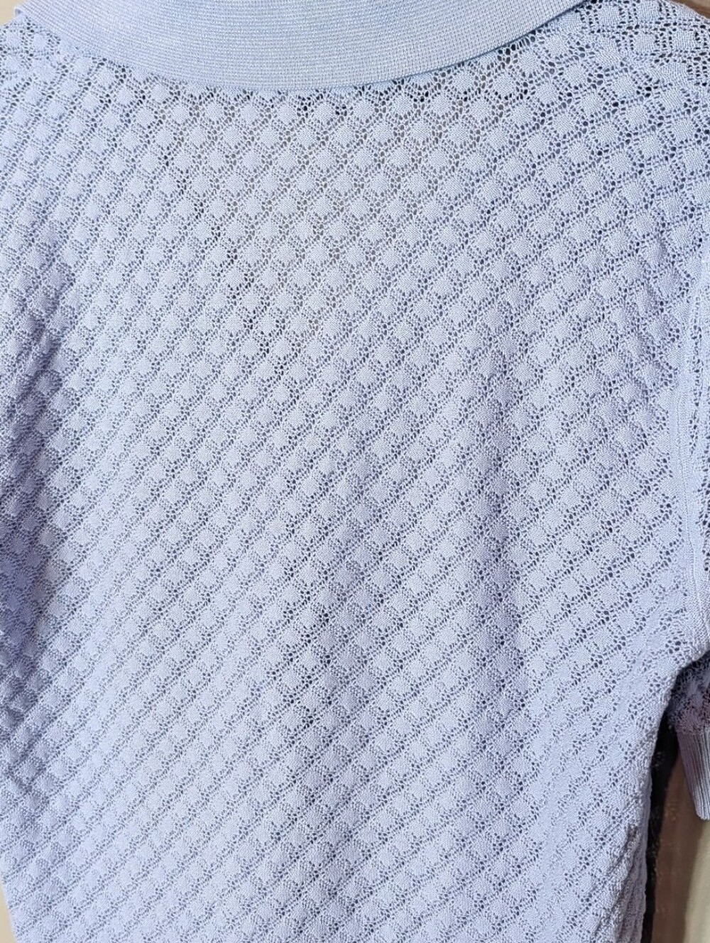 Ann Taylor Lilac Textured Knit Polo Sweater - Picture 8 of 8